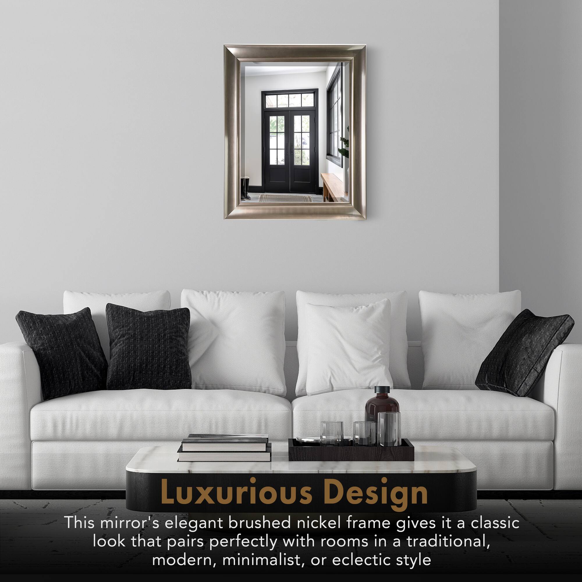 Head West 35" x 29" Oil Rubbed Antique Brushed Nickel Framed Wall Mirror